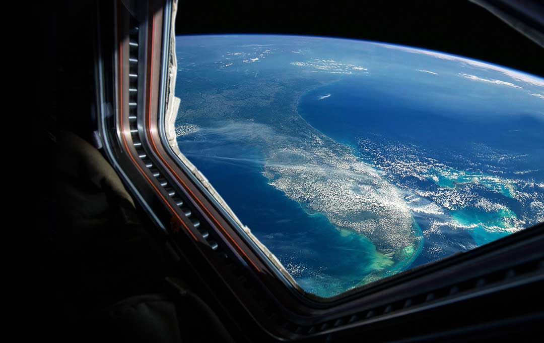 Image of Florida from Space through a hermetically sealed window