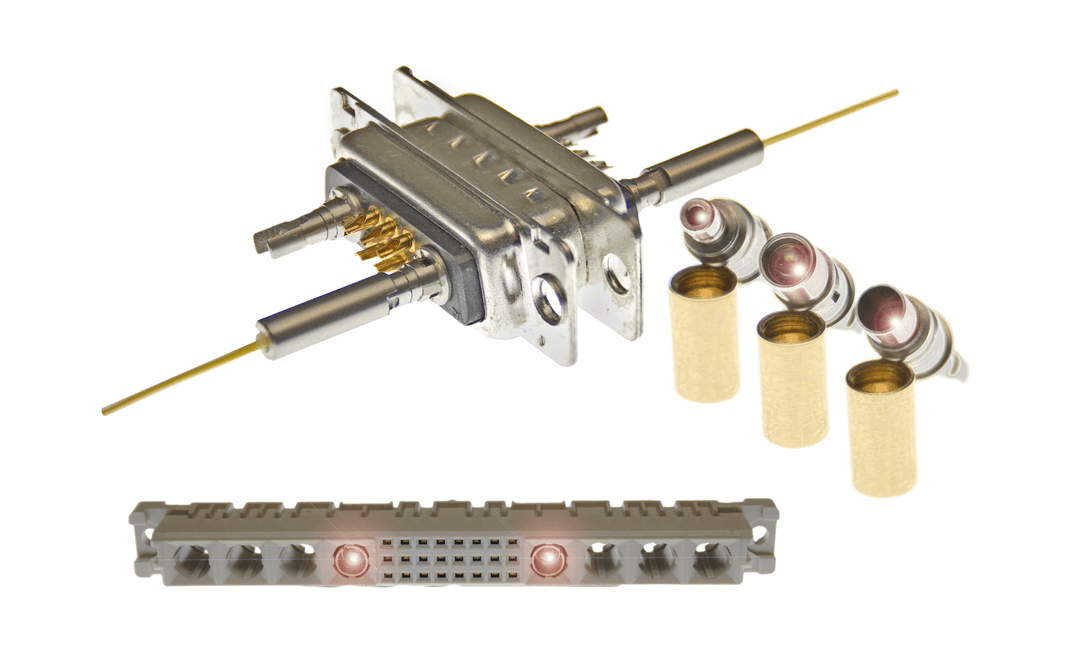 Example of expanded beam termini in D-Sub and backplane connectors.